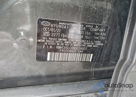 2022 Hyundai Ioniq Blue из США, поврежденный, VIN KMHC65LC6NU274801